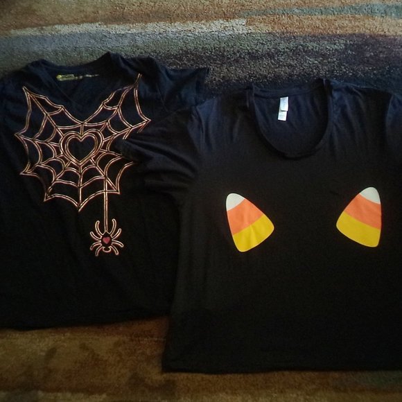 (2) HALLOWEEN TOPS BLACK SHORT SLEEVE GRAPHIC T SHIRTS-WOMENS PLUS SIZE 16-18 1X - Picture 5 of 6